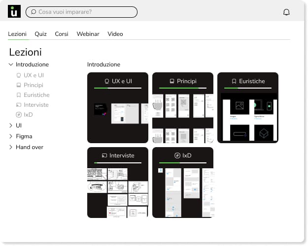 Visualizzazione desktop della piattaforma