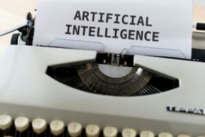 Un designer UX lavora su un'interfaccia digitale sul suo computer, utilizzando strumenti avanzati di intelligenza artificiale per ottimizzare l'esperienza utente. L'immagine mostra anche elementi grafici rappresentativi dell'IA, come reti neurali e icone di automazione, che si integrano nel flusso di lavoro del design. L'ambiente di lavoro è moderno e tecnologicamente avanzato, sottolineando la fusione tra creatività umana e innovazione tecnologica nel campo dell'UX design.